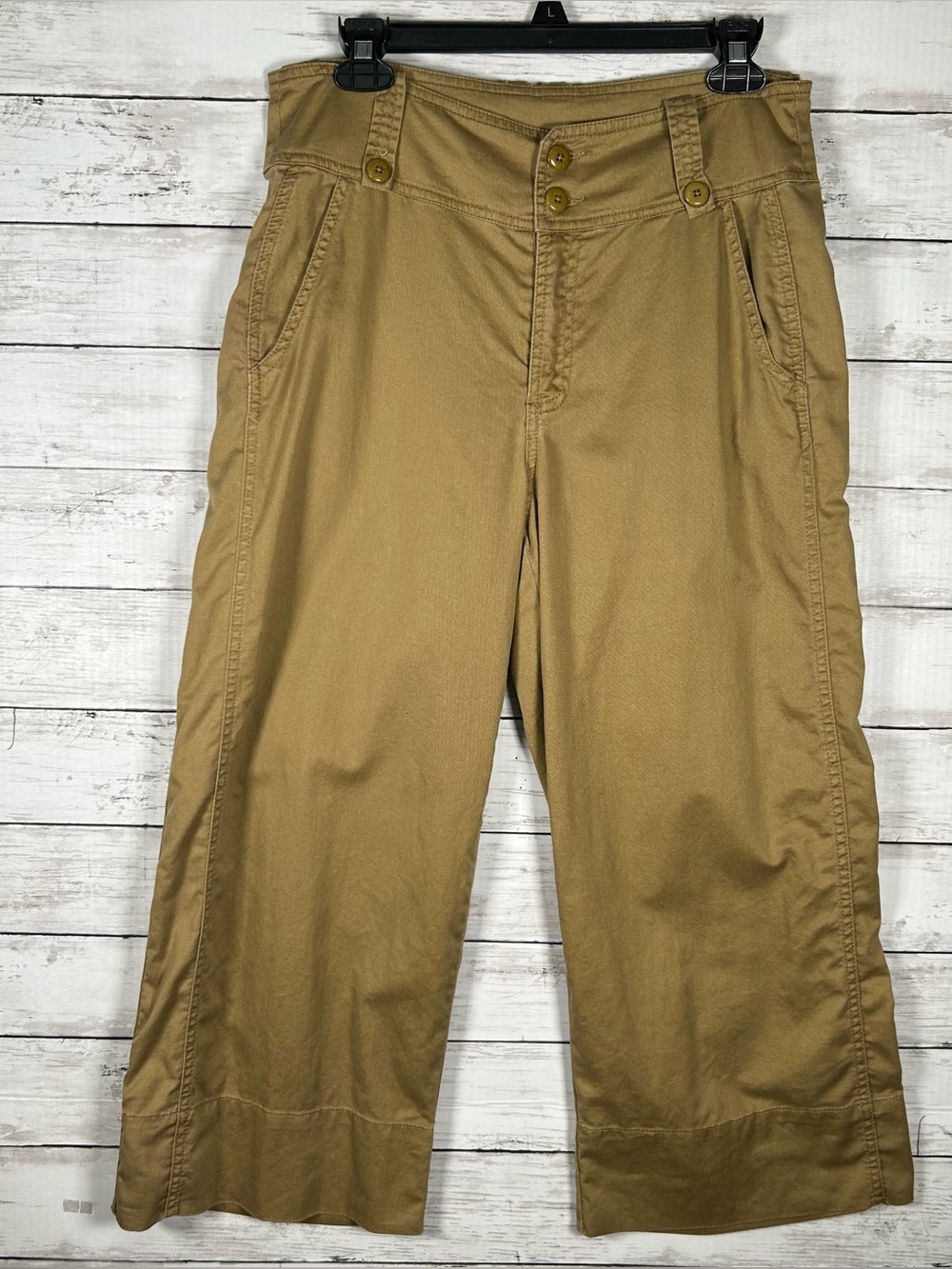 Sundance Pants Women's Linen Blend High Rise Cropped Wide Leg Twill 10P